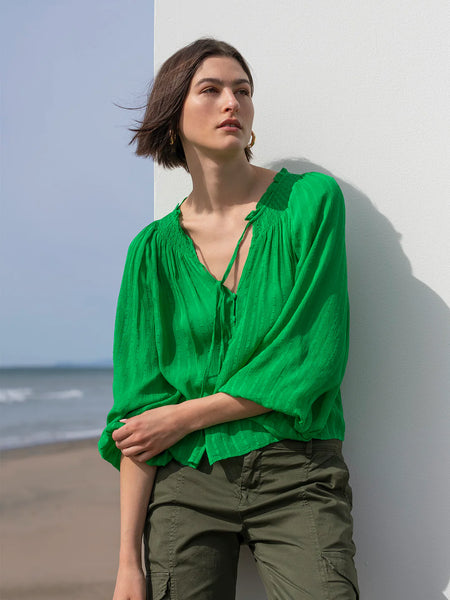 Breezy Smock Neck Blouse