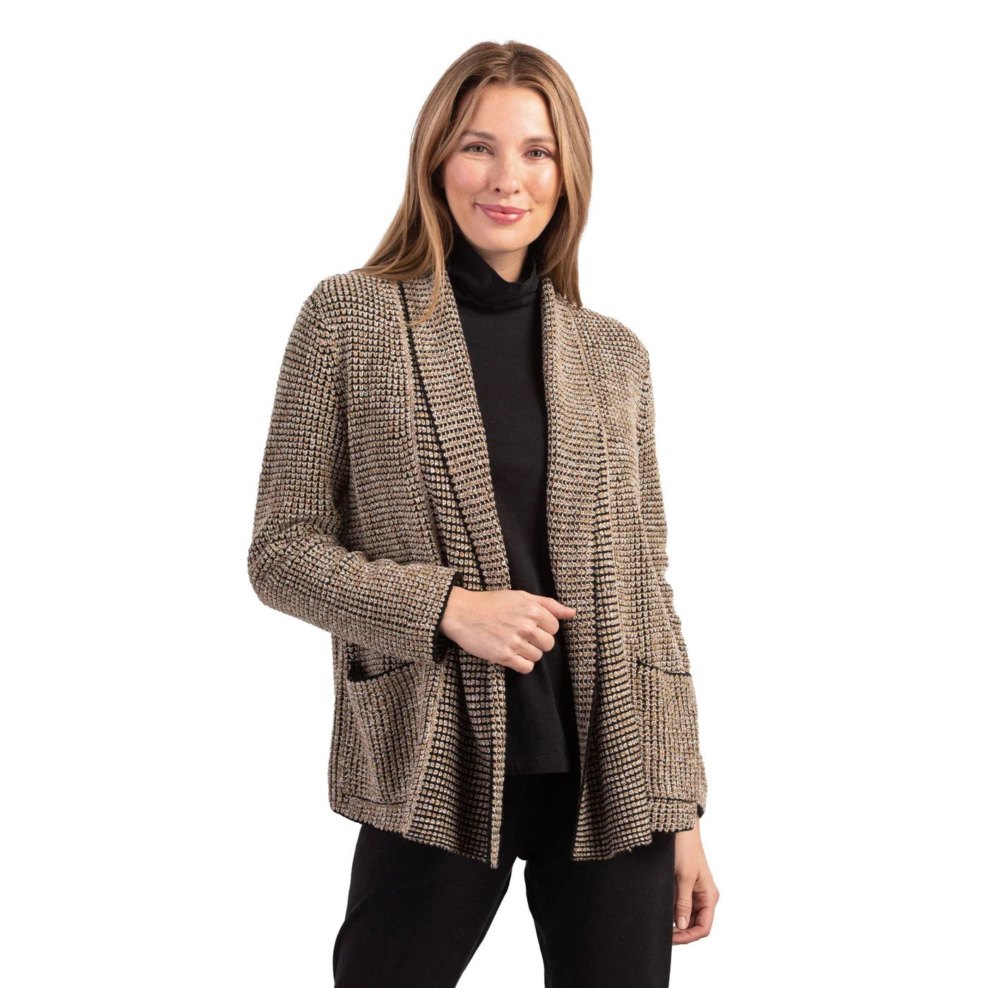 Waffle Knit Shawl Pocket Cardi