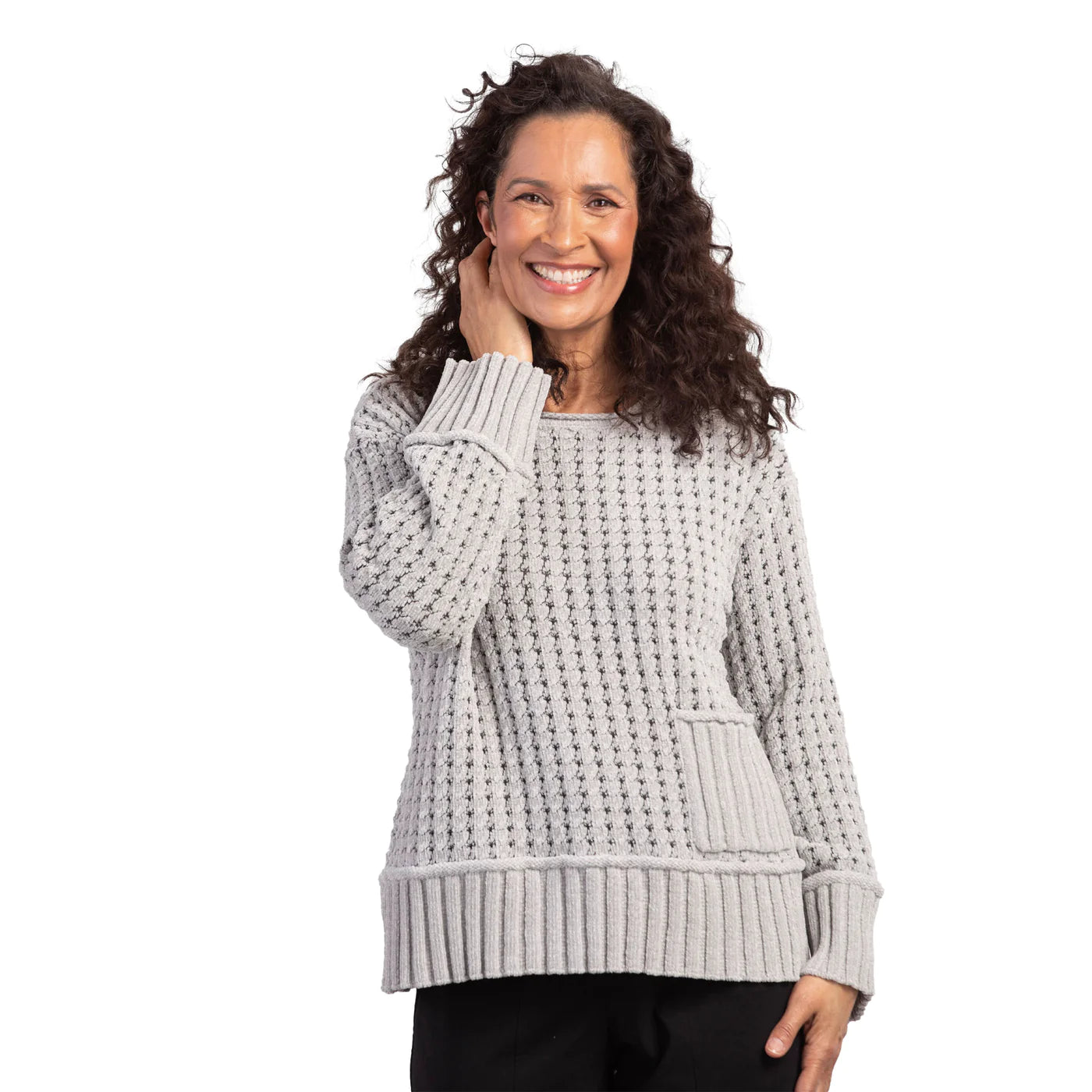 Tweedy Chenile Pocket Pullover