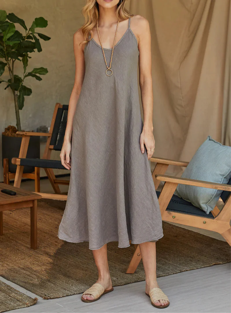 Full Length Linen Slip Dress Steppin' Out Full Length Linen Slip Dress Steppin' Out