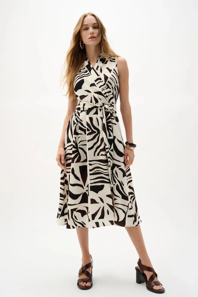 Gauze Tropical Print Fit And Flare Wrap Dress Steppin' Out Gauze Tropical Print Fit And Flare Wrap Dress Steppin' Out