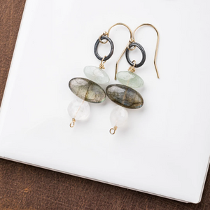 Gemstone Cairn Drop Earrings