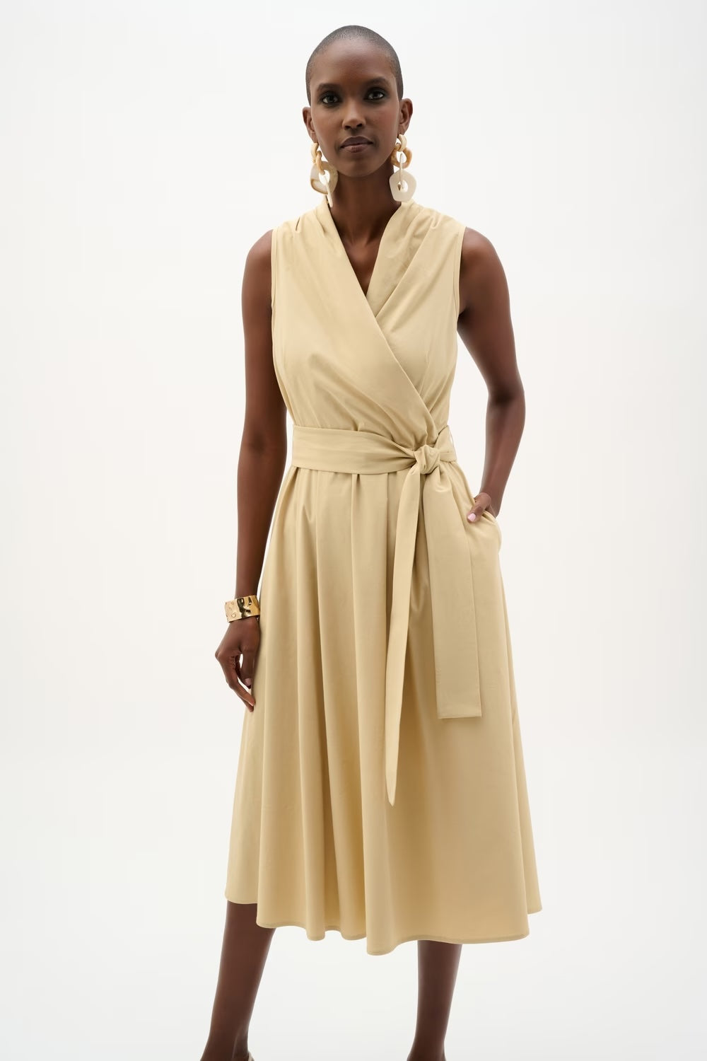 Midi Wrap Dress With Pockets Steppin' Out Midi Wrap Dress With Pockets Steppin' Out
