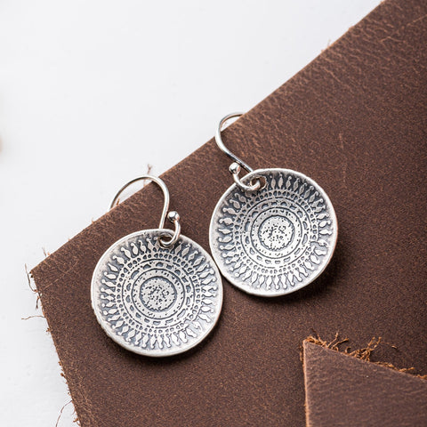 Petite Silver Mandala Earrings