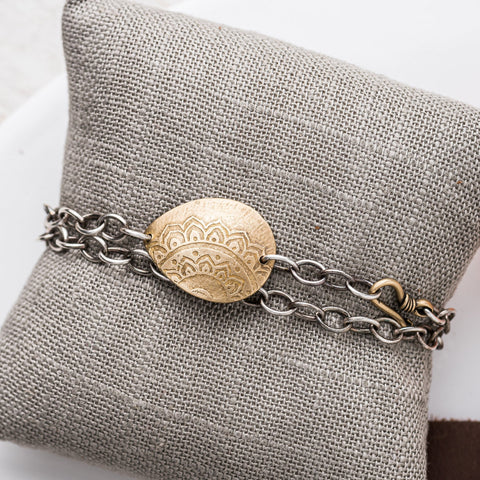 Mixed Metal Mandala Double Wrap Bracelet