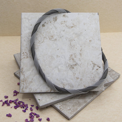 Gray Suede Necklace with Wire Wrap